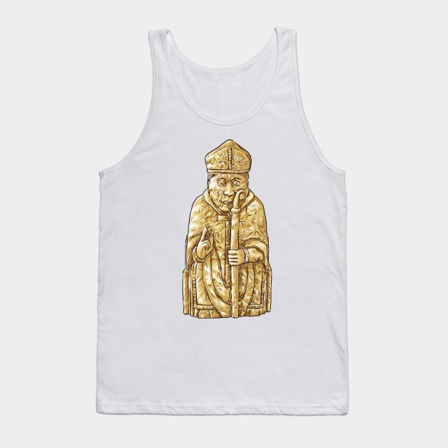 Divine Strategy Unleashed: The Lewis Chessmen Bishop Design Tank Top by Holymayo Tee